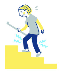 Obraz premium 階段を上っている膝が痛い女性