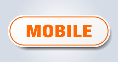 mobile sign. rounded isolated button. white sticker