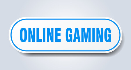 online gaming sign. rounded isolated button. white sticker