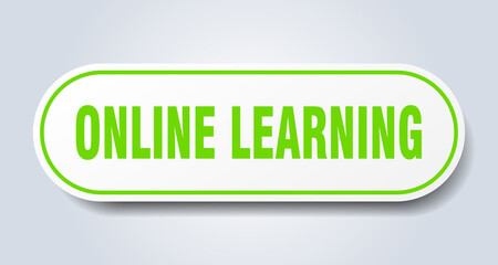 online learning sign. rounded isolated button. white sticker