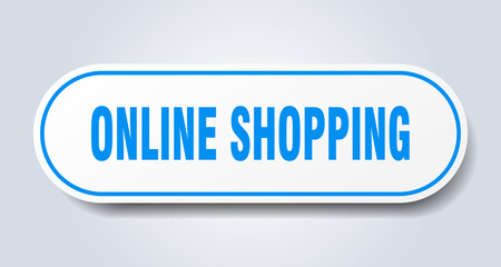 online shopping sign. rounded isolated button. white sticker