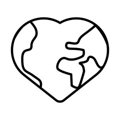 world planet earth heart shape line style icon