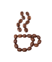 Roasted coffee beans isolated on white background