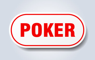 poker sign. rounded isolated button. white sticker