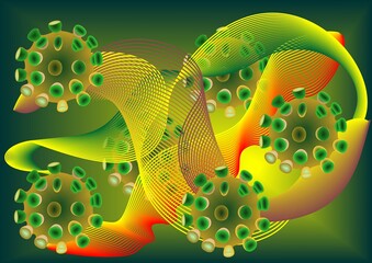 Corona virus, a background with stylized cells of covid 19
