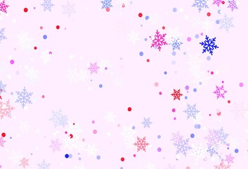 Light Purple vector layout with bright snowflakes.
