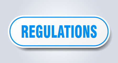 regulations sign. rounded isolated button. white sticker