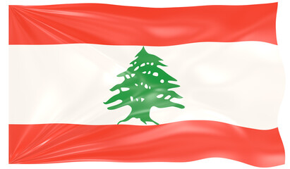 3d Illustration of a Waving Flag of Lebanon