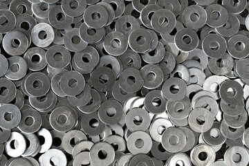 Heap of stainless shims. Background