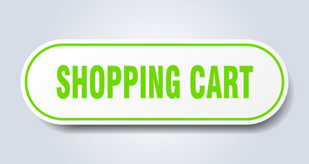 shopping cart sign. rounded isolated button. white sticker