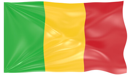 3d Illustration of a Waving Flag of Mali