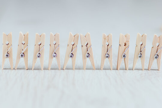 Clothespins in a row