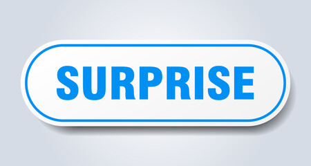surprise sign. rounded isolated button. white sticker