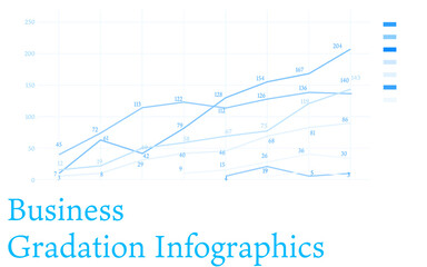 青を基調としたインフォグラフィックス、グラフ・チャート・表