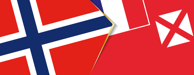Norway and Wallis and Futuna flags, two vector flags.