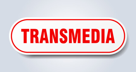 transmedia sign. rounded isolated button. white sticker