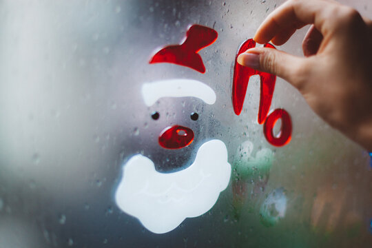 Santa sticker on a window