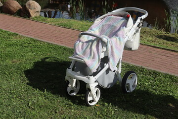 kids vehicle empty on kindergarten grass