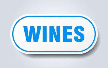 wines sign. rounded isolated button. white sticker