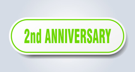 2nd anniversary sign. rounded isolated button. white sticker