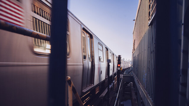 New York metro train passing by