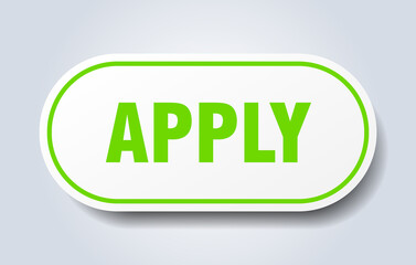 apply sign. rounded isolated button. white sticker
