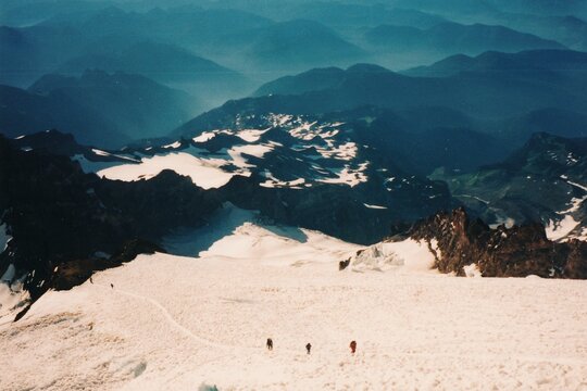 Climbers on snowfield