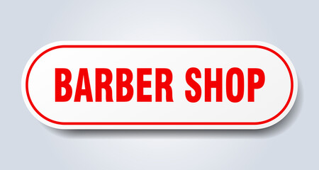 barber shop sign. rounded isolated button. white sticker