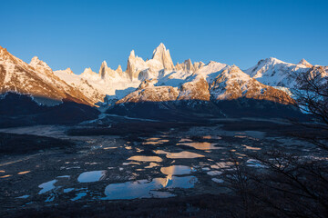 World-famous mountain peaks, the beautiful Andes in Latin America. Autumn landscape.