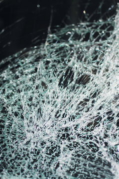 Shattered glass on a windshield