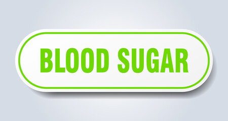 blood sugar sign. rounded isolated button. white sticker