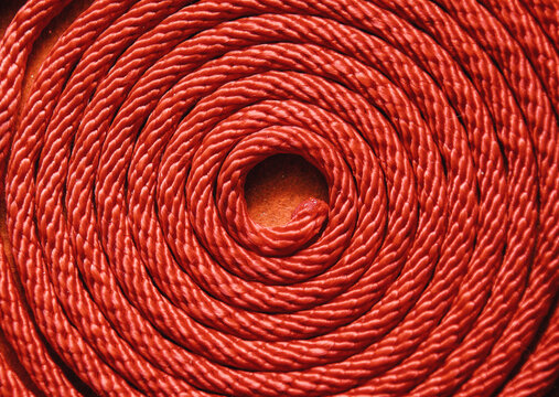 Red rope folded in spiral