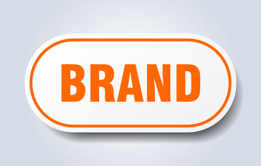 brand sign. rounded isolated button. white sticker