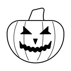 halloween pumpkin with face line style icon