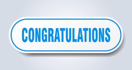congratulations sign. rounded isolated button. white sticker