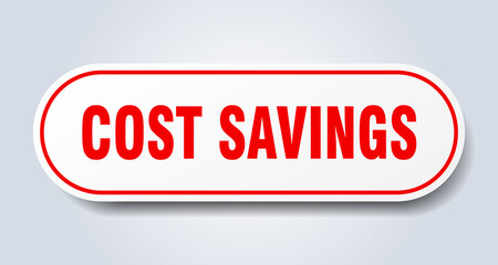 cost savings sign. rounded isolated button. white sticker