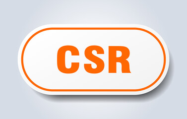 csr sign. rounded isolated button. white sticker