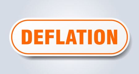 deflation sign. rounded isolated button. white sticker