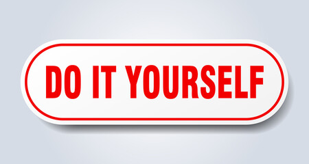 do it yourself sign. rounded isolated button. white sticker