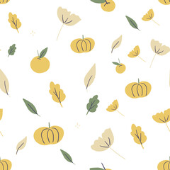 Autumn cute leaves seamless pattern