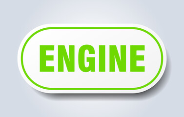 engine sign. rounded isolated button. white sticker