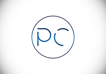 Initial Monogram Letter P C Logo Design Vector Template. P C Letter Logo Design