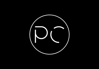Initial Monogram Letter P C Logo Design Vector Template. P C Letter Logo Design