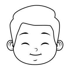 cute little boy student head character line style