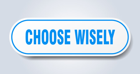 choose wisely sign. rounded isolated button. white sticker