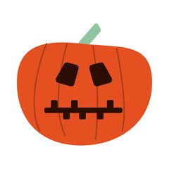 halloween pumpkin with stitched mouth flat style icon