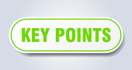 key points sign. rounded isolated button. white sticker