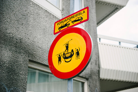 Funny drunken hooligan street sign in Iceland