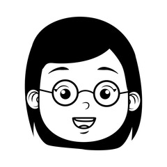 cute young teacher woman with eyeglasses head character