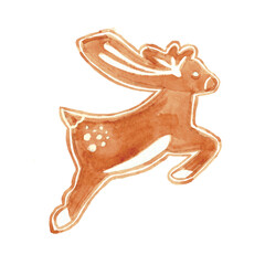 Hand drawn watercolor gingerbread cookies